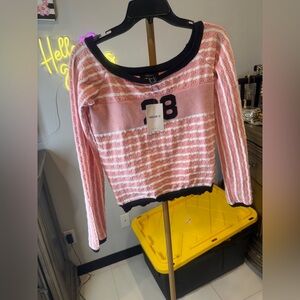 Forever 21 Pink and Black Striped Sweater